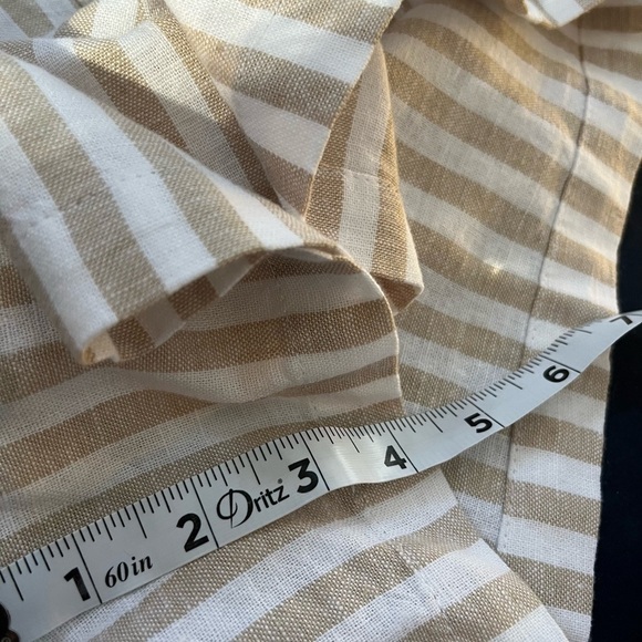 J Crew Linen Shorts White Khaki Striped Drawstring NWT Pockets Women’s Size XXL - Picture 8 of 9